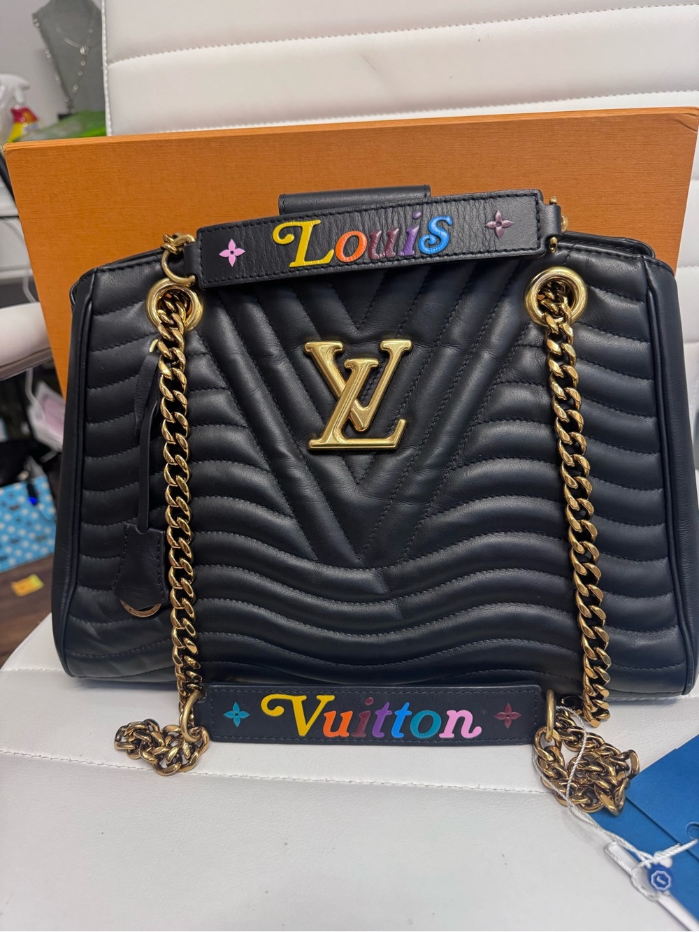 Louis Vuitton Black Calfskin New Wave 2 way Bag with Box